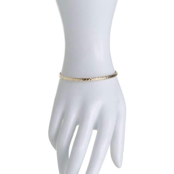 GOLDEN CLEF Made In Italy 14kt Gold Diamond Cut Hinged Bangle Bracelet - Picture 2 of 2